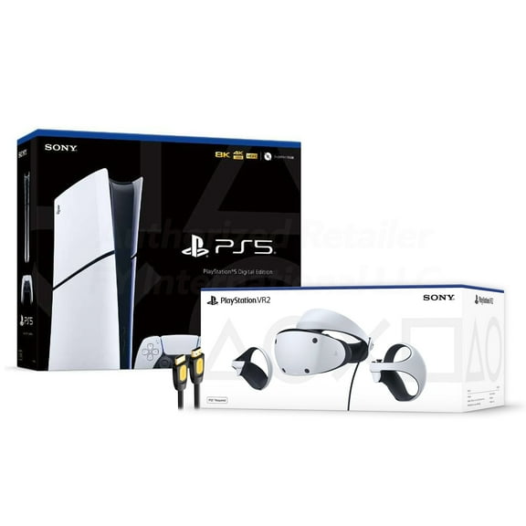 PlayStation 5 Slim & PSVR2 Deluxe Combo, VR2 Headset, Sense Controllers, PS5 Digital Console, DualSense, 4K HDR Advanced Rendering, Eye Tracking, Adjustable Lens, with Mytrix HDMI2.1- PS5 VR2 Bundle