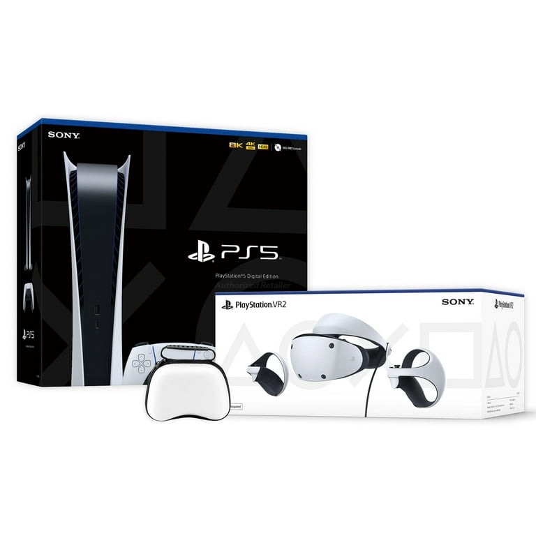 PlayStation 5 & PSVR2 Deluxe Combo, VR2 Headset, Sense Controllers, PS5  Digital Console, DualSense, 4K HDR Advanced Rendering, Eye Tracking,  Adjustable Lens, with Mytrix Case- PS5 VR2 Bundle 