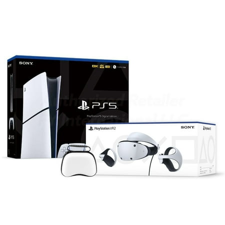 PlayStation 5 & PSVR2 Deluxe Combo, VR2 Headset, Sense Controllers, PS5 Digital Console, DualSense, 4K HDR Advanced Rendering, Eye Tracking, Adjustable Lens, with Mytrix Case- PS5 VR2 Bundle