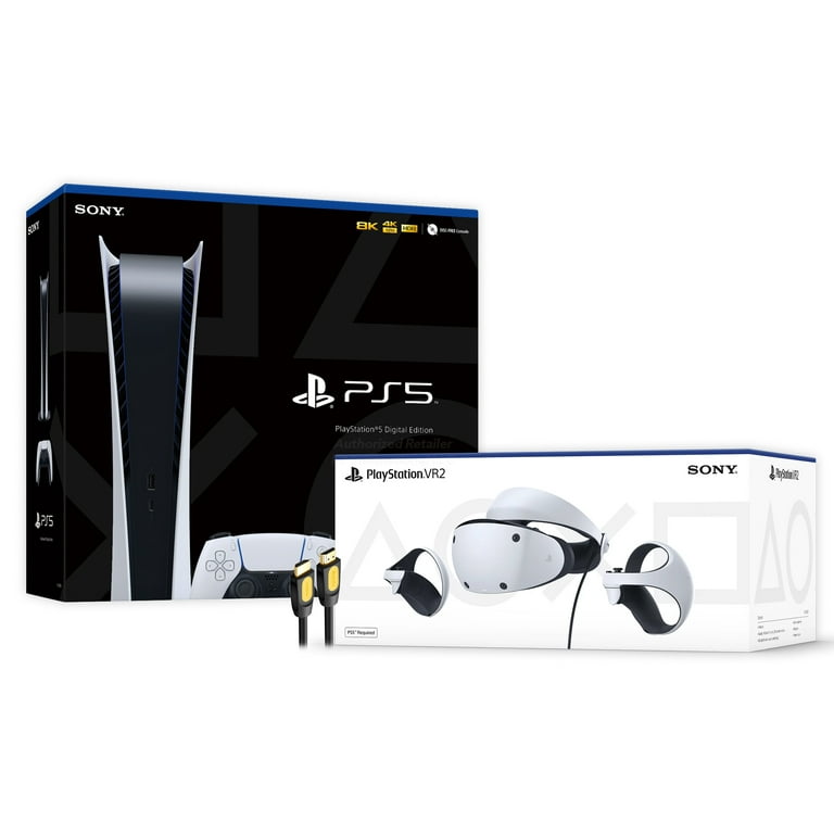 PlayStation 5 & PSVR2 Deluxe Combo, VR2 Headset, Sense Controllers, PS5  Digital Console, DualSense, 4K HDR Advanced Rendering, Eye Tracking,