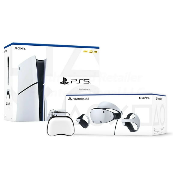 PlayStation 5 & PSVR2 Deluxe Combo, VR2 Headset, Sense Controllers, PS5 Disc Console, DualSense, 4K HDR Advanced Rendering, Eye Tracking, Adjustable Lens, with Mytrix Case- PS5 VR2 Bundle
