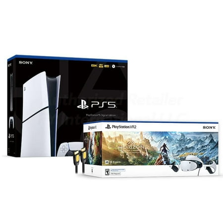 PlayStation 5 Slim & PSVR2 Horizon Call of the Mountain Deluxe Combo, VR2 Headset, Sense Controllers, PS5 Digital Console, DualSense, 4K HDR Advanced Rendering, with Mytrix HDMI2.1- PS5 VR2 Bundle