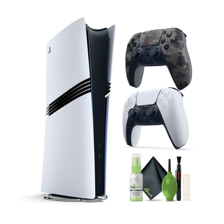 PlayStation 5 Pro (2TB Console) + Sony PS5 DualSense Wireless Controller V2 (2024 Model)- Grey Camo + Diginerds Cleaning Kit