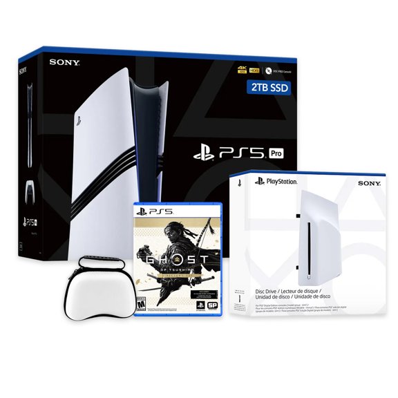 PlayStation 5 Pro 2TB SSD Console with Disc Drive, Wireless Controller and Case, Ghost of Tsushima - CFI-7019 PS5 Pro