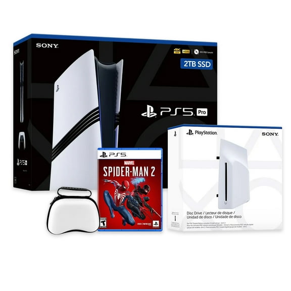 PlayStation 5 Pro 2TB SSD Console with Disc Drive, Wireless Controller and Case, Spider-Man 2 - CFI-7019 PS5 Pro