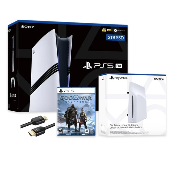 PlayStation 5 Pro 2TB SSD Console with Disc Drive, Wireless Controller and God of War Ragnarok - CFI-7019 PS5 Pro