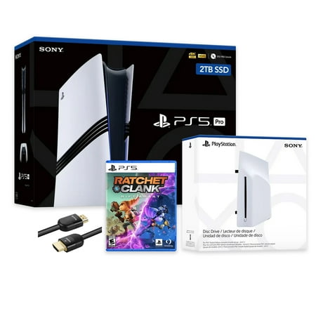 PlayStation 5 Pro 2TB SSD Console with Disc Drive, Wireless Controller and Ratchet & Clank: Rift Apart - CFI-7019 PS5 Pro