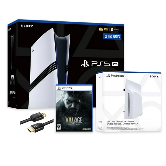 PlayStation 5 Pro 2TB SSD Console with Disc Drive, Wireless Controller and Resident Evil Village - CFI-7019 PS5 Pro