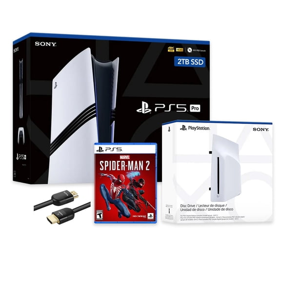 PlayStation 5 Pro 2TB SSD Console with Disc Drive, Wireless Controller and Spider-Man 2 - CFI-7019 PS5 Pro