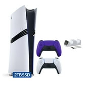 PlayStation 5 Pro 2TB SSD Digital Console with Two Controllers, White and Galactic Purple DualSense and Mytrix Dual Controller Charger - Flagship PS5 Pro Console
