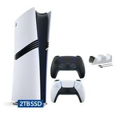 PlayStation 5 Pro 2TB SSD Digital Console with Two Controllers, White and Midnight Black DualSense and Mytrix Dual Controller Charger - Flagship PS5 Pro Console