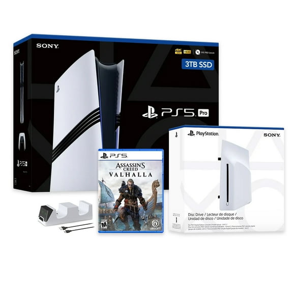 PlayStation 5 Pro 3TB SSD Console with Disc Drive, Wireless Controller and Charger, Assassin's Creed Valhalla - CFI-7019 PS5 Pro