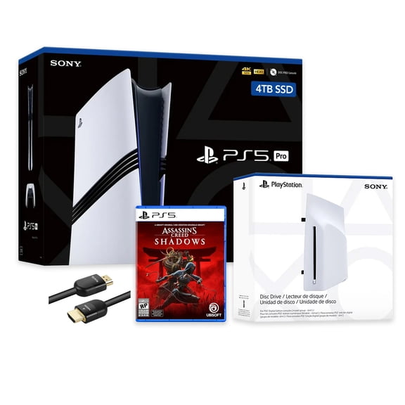 PlayStation 5 Pro 4TB SSD Console with Disc Drive, Wireless Controller and Assassin’s Creed Shadows - CFI-7019 PS5 Pro