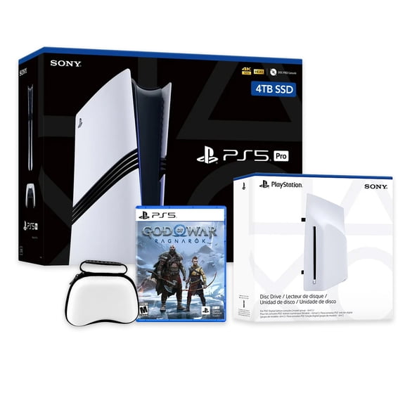 PlayStation 5 Pro 4TB SSD Console with Disc Drive, Wireless Controller and Case, God of War Ragnarok - CFI-7019 PS5 Pro