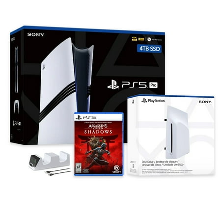 PlayStation 5 Pro 4TB SSD Console with Disc Drive, Wireless Controller and Charger, Assassin’s Creed Shadows - CFI-7019 PS5 Pro