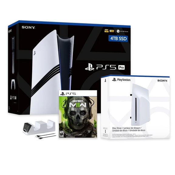 PlayStation 5 Pro 4TB SSD Console with Disc Drive, Wireless Controller and Charger, Call of Duty Modern Warfare II - CFI-7019 PS5 Pro