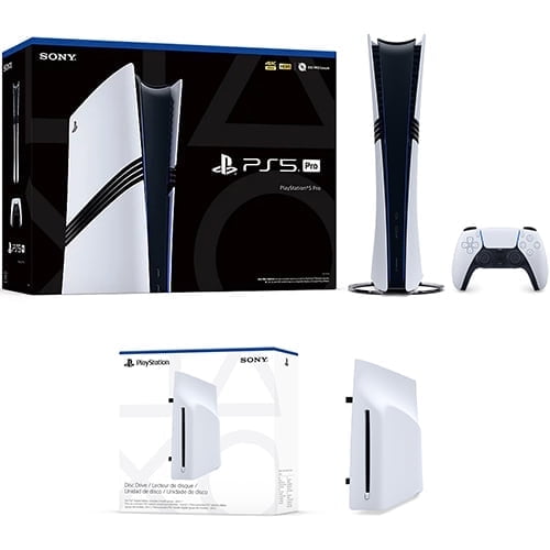 PlayStation 5 Pro Console + Disc Drive For PS5 Digital Edition Consoles - Includes PS5 Pro Console & DualSense Controller - 16 GB RAM - 2 TB SSD - Custom Integrated I/O - Up to 120fps @ 120Hz output