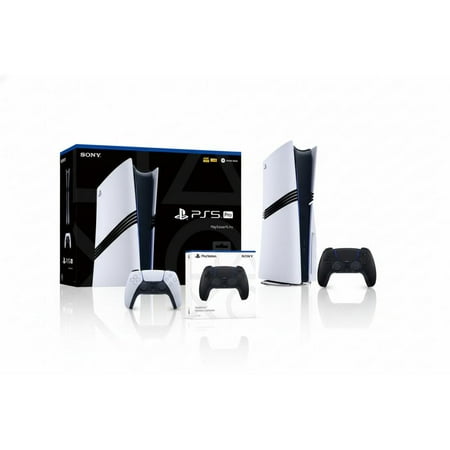 PlayStation 5 Pro Console + PlayStation 5 DualSense Wireless Controller Midnight Black - Includes PS5 Pro Console & 2 DualSense Controllers - 16 GB RAM - 2 TB SSD - Custom Integrated I/O - Up to 12...
