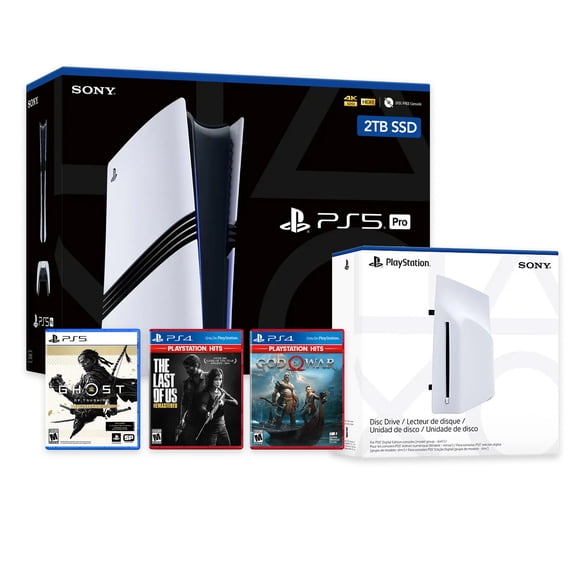 PlayStation 5 Pro with Disc Drive 2TB SSD PS5 Console, Wireless Controller and The Last of Us Remastered, God of War & Ghost Of Tsushima - CFI-7019 PS5 Pro