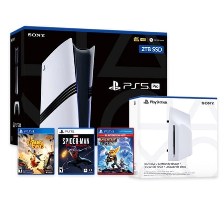 PlayStation 5 Pro with Disc Drive 2TB SSD PS5 Console, Wireless Controller and Marvel's Spider-Man: Miles Morales, Ratchet and Clank & It Takes Two - CFI-7019 PS5 Pro