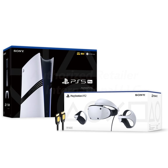 PlayStation 5 Pro & PSVR2 Deluxe Combo, VR2 Headset, Sense Controllers, PS5 Pro Digital Console, DualSense, 4K HDR Advanced Rendering, Eye Tracking, Adjustable Lens, with HDMI2.1- PS5 VR2 Bundle