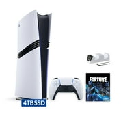 PlayStation 5 Pro Upgraded 4TB Digital Edition Fortnite Cobalt Star Bundle and Mytrix Controller Charger - White, Flagship Pro PS5 4TB PCIe SSD Gaming Console