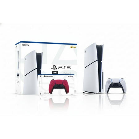 PlayStation 5 Slim Console 1TB + PlayStation 5 DualSense Wireless Controller Cosmic Red - Includes PS5 Console & 2 DualSense Controllers - 16GB RAM - 1TB SSD - Custom Integrated I/O - Up to 120fps ...