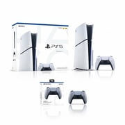 PlayStation 5 Slim Console 1TB + PlayStation 5 DualSense Wireless Controller Sterling Silver - Includes PS5 Console & 2 DualSense Controllers