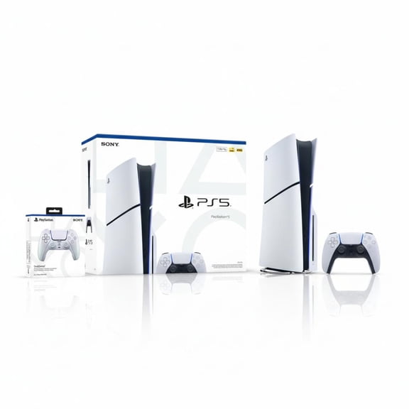 PlayStation 5 Slim Console 1TB + Sony PlayStation 5 DualSense Wireless Controller Chroma Pearl - Includes PS5 Console & 2 DualSense Controllers - 16GB RAM - 1TB SSD - Custom Integrated I/O - Up to ...