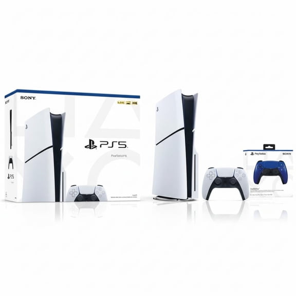 PlayStation 5 Slim Console + PlayStation 5 DualSense Wireless Controller Cobalt Blue - Includes PS5 Console & 2 DualSense Controllers