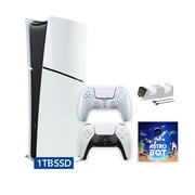 PlayStation 5 Slim Digital 1TB SSD ASTRO BOT Console with Two Controllers, White and Chroma Pearl DualSense and Dual Controller Charger - PS5 Slim Digital Console