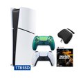 thumbnail image 1 of PlayStation 5 Slim Digital 1TB SSD Call of Duty Black Ops 6 Console with Two Controllers, White and Chroma Teal DualSense and Hard Shell Protective Controller Case - PS5 Slim Digital Console, 1 of 9