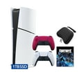 thumbnail image 1 of PlayStation 5 Slim Digital 1TB SSD Fortnite Cobalt Star Console with Two Controllers, White and Cosmic Red DualSense and Hard Shell Protective Controller Case - PS5 Slim Digital Console, 1 of 9