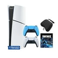 thumbnail image 1 of PlayStation 5 Slim Digital 1TB SSD Fortnite Cobalt Star Console with Two Controllers, White and Starlight Blue DualSense and Hard Shell Protective Controller Case - PS5 Slim Digital Console, 1 of 9