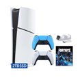 thumbnail image 1 of PlayStation 5 Slim Digital 2TB SSD Fortnite Cobalt Star Console with Two Controllers, White and Starlight Blue DualSense and Dual Controller Charger - PS5 Slim Digital Console, 1 of 9