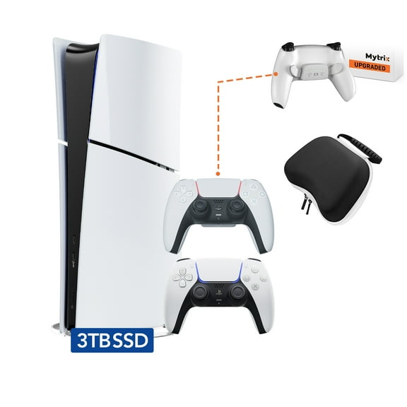 PlayStation 5 Slim Digital 3TB SSD Edition Bundle with Additional Mytrix Upgraded PS5 Controller with Remappable Back Paddles and Turbo Function, Controller Case - PS5 Console JP Version Region Free