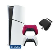 PlayStation 5 Slim Digital 3TB SSD Edition Bundle with Two Controllers White and Cosmic Red Dualsense and Mytrix Controller Case - Slim PS5 3TB PCIe SSD Gaming Console JP Version Region Free