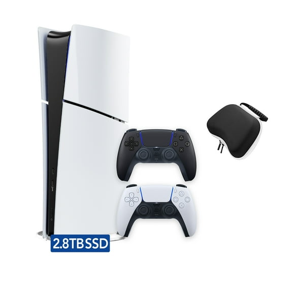 PlayStation 5 Slim Digital 3TB SSD Edition Bundle with Two Dualsense Controllers and Mytrix Hard Shell Protective Controller Case - Slim PS5 3TB PCIe SSD Gaming Console JP Version Region Free