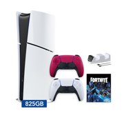PlayStation 5 Slim Digital 825GB SSD Fortnite Cobalt Star Console with Two Controllers, White and Cosmic Red DualSense and Dual Controller Charger - PS5 Slim Digital Console