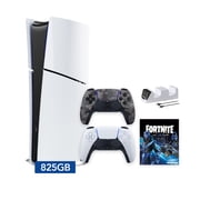 PlayStation 5 Slim Digital 825GB SSD Fortnite Cobalt Star Console with Two Controllers, White and Gray Camouflage DualSense and Dual Controller Charger - PS5 Slim Digital Console