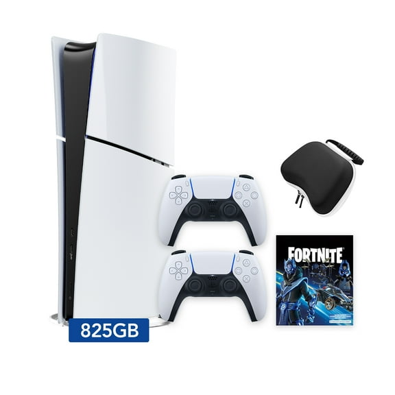 PlayStation 5 Slim Digital 825GB SSD Fortnite Cobalt Star Console with Two DualSense Controllers and Hard Shell Protective Controller Case - PS5 Slim Digital Console