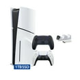 thumbnail image 1 of PlayStation 5 Slim Disc Edition 1TB SSD with Two Controllers White and Midnight Black DualSense and Mytrix Dual Controller Charger - Region Free PS5 Gaming Console, 1 of 7
