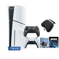 thumbnail image 1 of PlayStation 5 Slim Disc 1TB SSD Fortnite Cobalt Star Bundle God of War Bundle with Two Controllers, White and Gray Camouflage DualSense, Hard Shell Protective Controller Case - PS5 Slim Disc Edition, 1 of 9