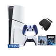 thumbnail image 1 of PlayStation 5 Slim Disc 1TB SSD Fortnite Cobalt Star Bundle God of War Bundle with Two Controllers, White and God of War Limited DualSense, Controller Case - PS5 Slim Disc Edition, 1 of 9