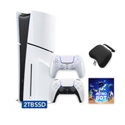 PlayStation 5 Slim Disc 2TB SSD ASTRO BOT Bundle with Two Controllers, White and Chroma Pearl DualSense and Mytrix Hard Shell Protective Controller Case - PS5 Slim Disc Edition