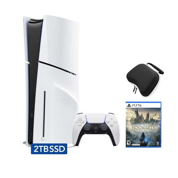 PlayStation 5 Slim Disc 2TB SSD Edition Bundle with Hogwarts Legacy and Controller Case - PS5, White