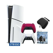 PlayStation 5 Slim Disc 2TB SSD Edition God of War Ragnarok Bundle with Two Controllers White and Cosmic Red DualSense and Mytrix Hard Shell Protective Controller Case - PS5 Gaming Console
