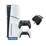 PlayStation 5 Slim Disc 2TB SSD Edition with Two Controllers White and Gray Camouflage DualSense and Mytrix Hard Shell Protective Controller Case - PS5 Gaming Console
