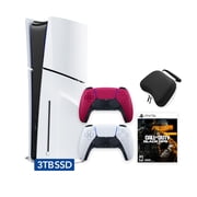 PlayStation 5 Slim Disc 3TB SSD Call of Duty Black Ops 6 Bundle with Two Controllers, White and Cosmic Red DualSense and Mytrix Hard Shell Protective Controller Case - PS5 Slim Disc Edition