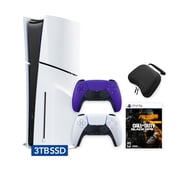 PlayStation 5 Slim Disc 3TB SSD Call of Duty Black Ops 6 Bundle with Two Controllers, White and Galactic Purple DualSense and Mytrix Hard Shell Protective Controller Case - PS5 Slim Disc Edition